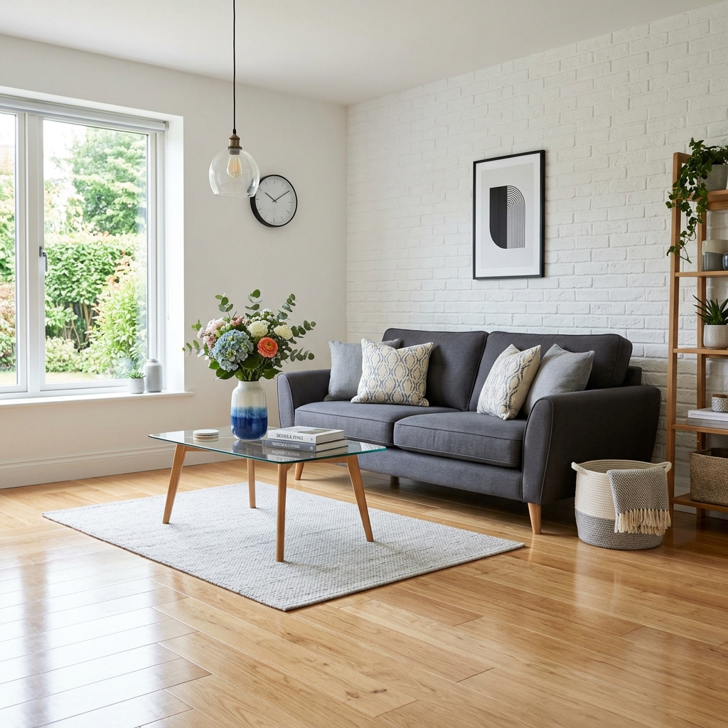 Living room after professional deep cleaning service