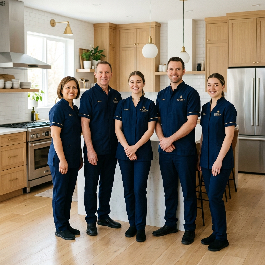 Tina's Clean Up Crew professional team in a modern clean house